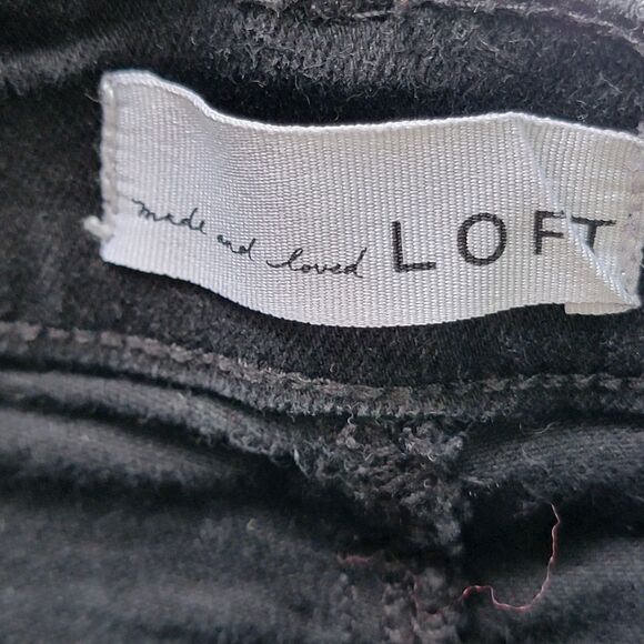 LOFT Black Cotton Mid Rise Skinny Jeans Loop Belt Front & Back Pockets Waist 28 - Picture 2 of 8